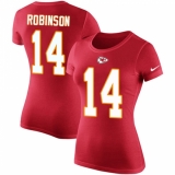 NFL Women's Nike Kansas City Chiefs #14 Demarcus Robinson Red Rush Pride Name & Number T-Shirt