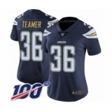 Women's Los Angeles Chargers #36 Roderic Teamer Navy Blue Team Color Vapor Untouchable Limited Player 100th Season Football Jersey