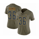 Women's Los Angeles Chargers #36 Roderic Teamer Limited Olive 2017 Salute to Service Football Jersey