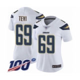 Women's Los Angeles Chargers #69 Sam Tevi White Vapor Untouchable Limited Player 100th Season Football Jersey