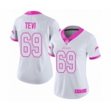 Women's Los Angeles Chargers #69 Sam Tevi Limited White Pink Rush Fashion Football Jersey
