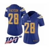 Women's Los Angeles Chargers #28 Brandon Facyson Limited Electric Blue Rush Vapor Untouchable 100th Season Football Jersey