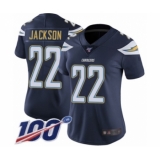 Women's Los Angeles Chargers #22 Justin Jackson Navy Blue Team Color Vapor Untouchable Limited Player 100th Season Football Jerseyball Jersey