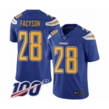 Youth Los Angeles Chargers #28 Brandon Facyson Limited Electric Blue Rush Vapor Untouchable 100th Season Football Jersey
