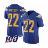 Youth Los Angeles Chargers #22 Justin Jackson Limited Electric Blue Rush Vapor Untouchable 100th Season Football Jersey