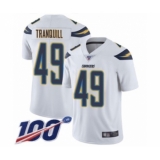 Men's Los Angeles Chargers #49 Drue Tranquill White Vapor Untouchable Limited Player 100th Season Football Jersey