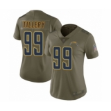 Women's Los Angeles Chargers #99 Jerry Tillery Limited Olive 2017 Salute to Service Football Jersey