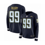 Women's Los Angeles Chargers #99 Jerry Tillery Limited Navy Blue Therma Long Sleeve Football Jersey