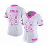 Women's Los Angeles Chargers #49 Drue Tranquill Limited White Pink Rush Fashion Football Jersey