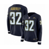 Women's Los Angeles Chargers #32 Nasir Adderley Limited Navy Blue Therma Long Sleeve Football Jersey