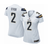 Women's Los Angeles Chargers #2 Easton Stick Game White Football Jersey