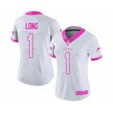 Women's Los Angeles Chargers #1 Ty Long Limited White Pink Rush Fashion Football Jersey