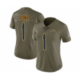 Women's Los Angeles Chargers #1 Ty Long Limited Olive 2017 Salute to Service Football Jersey