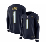 Women's Los Angeles Chargers #1 Ty Long Limited Navy Blue Therma Long Sleeve Football Jersey