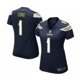 Women's Los Angeles Chargers #1 Ty Long Game Navy Blue Team Color Football Jersey