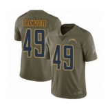 Youth Los Angeles Chargers #49 Drue Tranquill Limited Olive 2017 Salute to Service Football Jersey