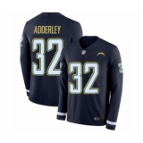 Youth Los Angeles Chargers #32 Nasir Adderley Limited Navy Blue Therma Long Sleeve Football Jersey