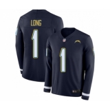 Youth Los Angeles Chargers #1 Ty Long Limited Navy Blue Therma Long Sleeve Football Jersey