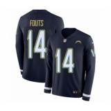 Men's Nike Los Angeles Chargers #14 Dan Fouts Limited Navy Blue Therma Long Sleeve NFL Jersey