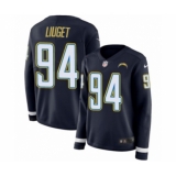 Women's Nike Los Angeles Chargers #94 Corey Liuget Limited Navy Blue Therma Long Sleeve NFL Jersey