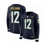 Women's Nike Los Angeles Chargers #12 Travis Benjamin Limited Navy Blue Therma Long Sleeve NFL Jersey