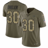 Youth Nike Los Angeles Chargers #30 Austin Ekeler Limited Olive Camo 2017 Salute to Service NFL Jersey