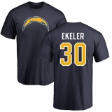 NFL Nike Los Angeles Chargers #30 Austin Ekeler Navy Blue Name & Number Logo T-Shirt