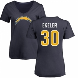 NFL Women's Nike Los Angeles Chargers #30 Austin Ekeler Navy Blue Name & Number Logo T-Shirt