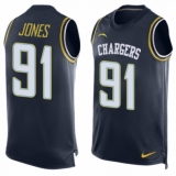 Men's Nike Los Angeles Chargers #91 Justin Jones Limited Navy Blue Player Name & Number Tank Top NFL Jersey