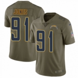 Youth Nike Los Angeles Chargers #91 Justin Jones Limited Olive 2017 Salute to Service NFL Jersey
