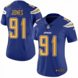Women's Nike Los Angeles Chargers #91 Justin Jones Limited Electric Blue Rush Vapor Untouchable NFL Jersey