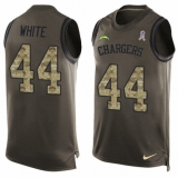 Men's Nike Los Angeles Chargers #44 Kyzir White Limited Green Salute to Service Tank Top NFL Jersey