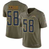 Youth Nike Los Angeles Chargers #58 Uchenna Nwosu Limited Olive 2017 Salute to Service NFL Jersey