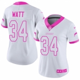 Women's Nike Los Angeles Chargers #34 Derek Watt Limited White/Pink Rush Fashion NFL Jersey