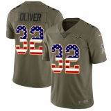 Youth Nike Los Angeles Chargers #32 Branden Oliver Limited Olive/USA Flag 2017 Salute to Service NFL Jersey