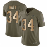 Youth Nike Los Angeles Chargers #34 Derek Watt Limited Olive/Gold 2017 Salute to Service NFL Jersey
