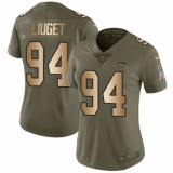 Women's Nike Los Angeles Chargers #94 Corey Liuget Limited Olive/Gold 2017 Salute to Service NFL Jersey