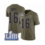 Men's Nike Los Angeles Rams #16 Jared Goff Limited Olive 2017 Salute to Service Super Bowl LIII Bound NFL Jersey