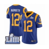 Men's Nike Los Angeles Rams #12 Joe Namath Royal Blue Alternate Vapor Untouchable Limited Player Super Bowl LIII Bound NFL Jersey