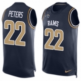 Men's Nike Los Angeles Rams #22 Marcus Peters Limited Navy Blue Player Name & Number Tank Top NFL Jersey