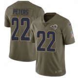 Men's Nike Los Angeles Rams #22 Marcus Peters Limited Olive 2017 Salute to Service NFL Jersey