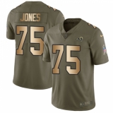 Youth Nike Los Angeles Rams #75 Deacon Jones Limited Olive/Gold 2017 Salute to Service NFL Jersey