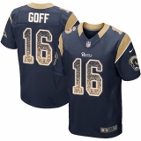 Men's Nike Los Angeles Rams #16 Jared Goff Elite Navy Blue Home Drift Fashion NFL Jersey