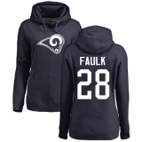 NFL Women's Nike Los Angeles Rams #28 Marshall Faulk Navy Blue Name & Number Logo Pullover Hoodie