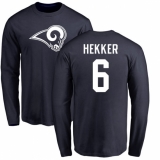 NFL Nike Los Angeles Rams #6 Johnny Hekker Navy Blue Name & Number Logo Long Sleeve T-Shirt