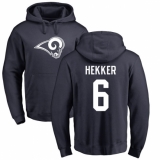 NFL Nike Los Angeles Rams #6 Johnny Hekker Navy Blue Name & Number Logo Pullover Hoodie