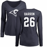 NFL Women's Nike Los Angeles Rams #26 Mark Barron Navy Blue Name & Number Logo Slim Fit Long Sleeve T-Shirt