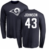 NFL Nike Los Angeles Rams #43 John Johnson Navy Blue Name & Number Logo Long Sleeve T-Shirt