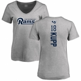 NFL Women's Nike Los Angeles Rams #18 Cooper Kupp Ash Backer V-Neck T-Shirt