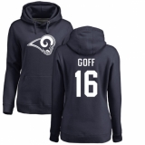 NFL Women's Nike Los Angeles Rams #16 Jared Goff Navy Blue Name & Number Logo Pullover Hoodie